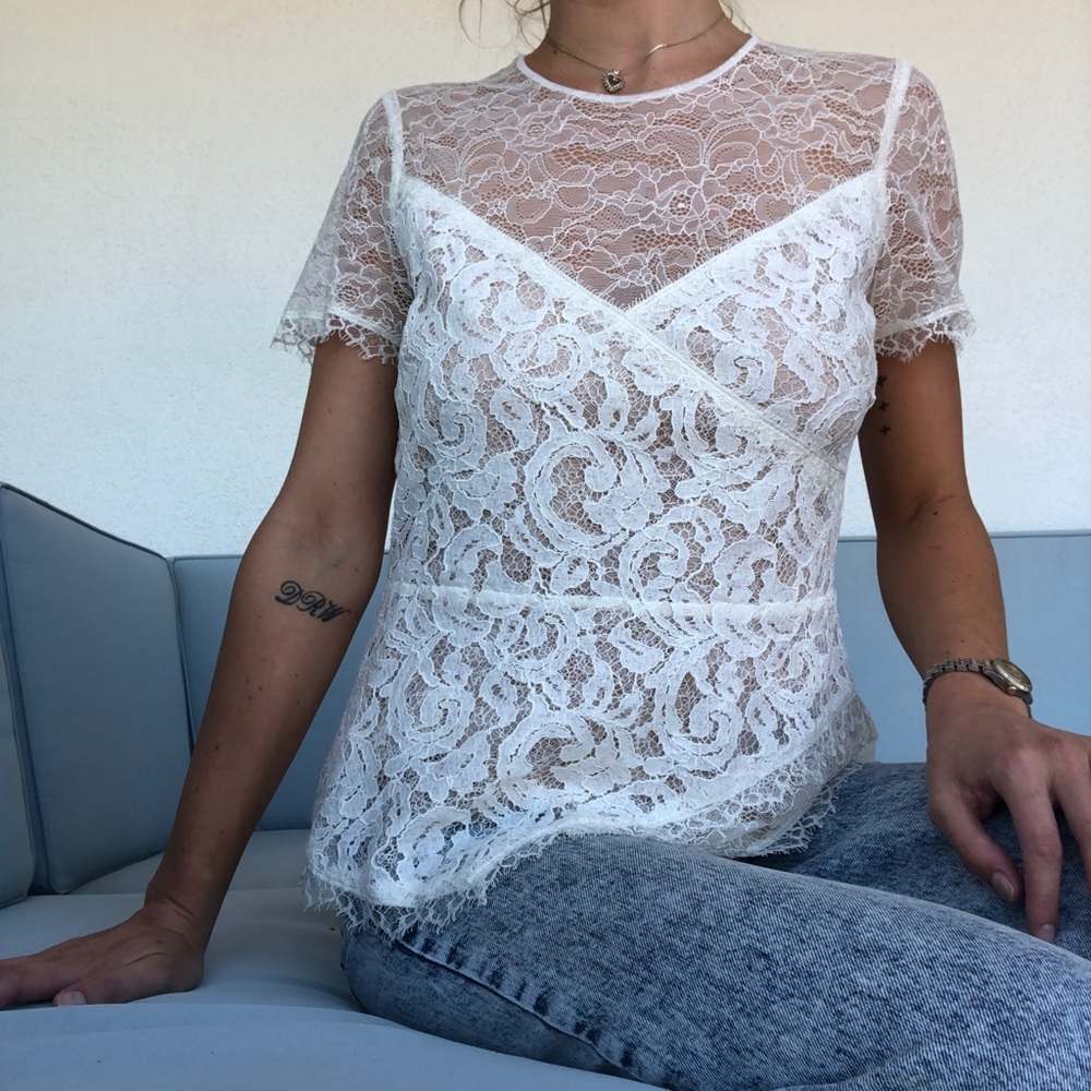 BCBG MAXAZRIA Lace Blouse